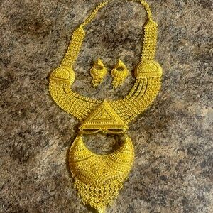 Indian Gold Necklace mix 24k with earrings